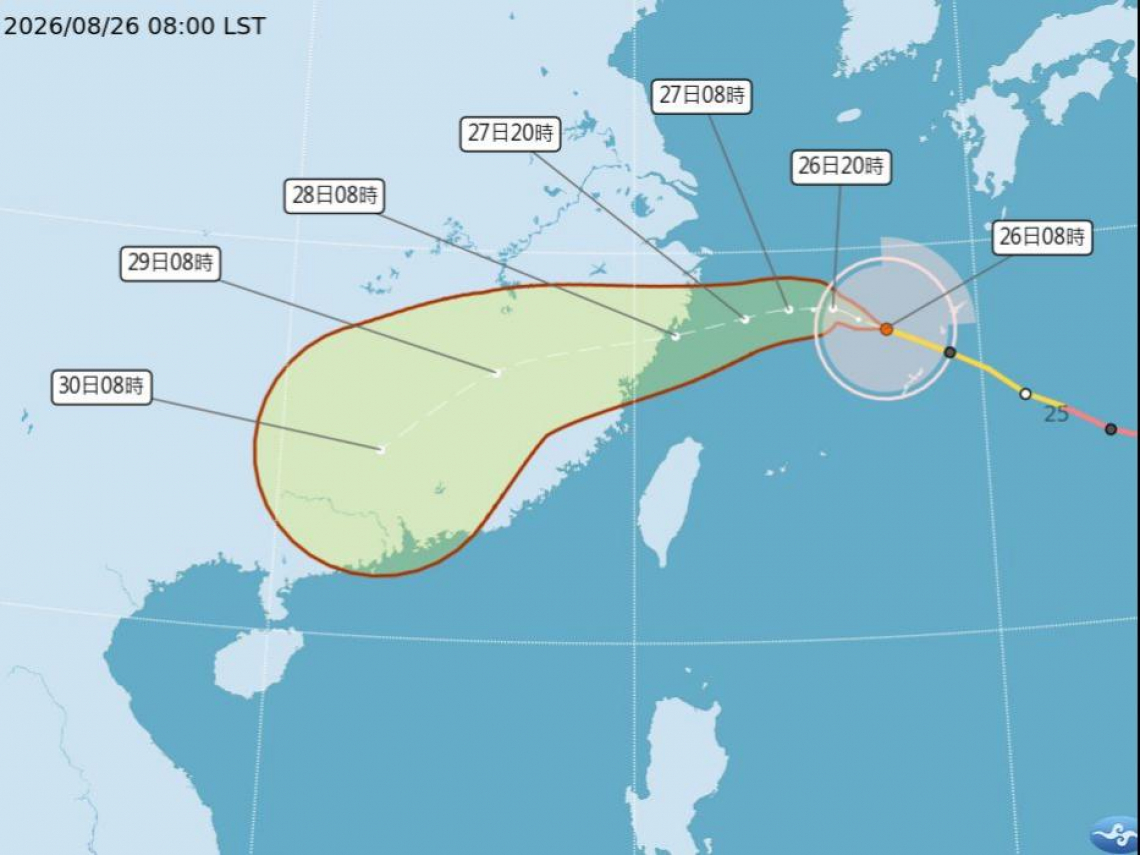 天氣／颱風沙德爾連2天颱風假有譜？最快週四陸警、最近台灣時間曝光！北北基桃暴風侵襲率、最新路徑